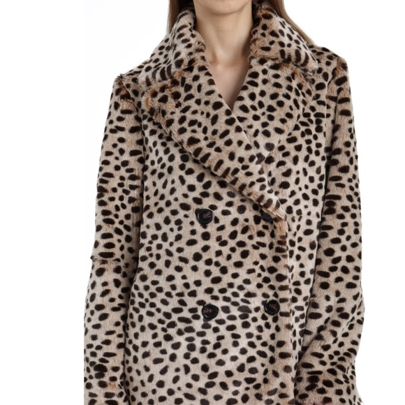 Avec Les Filles Leopard Print Car Coat Faux Fur - Picture 5 of 7